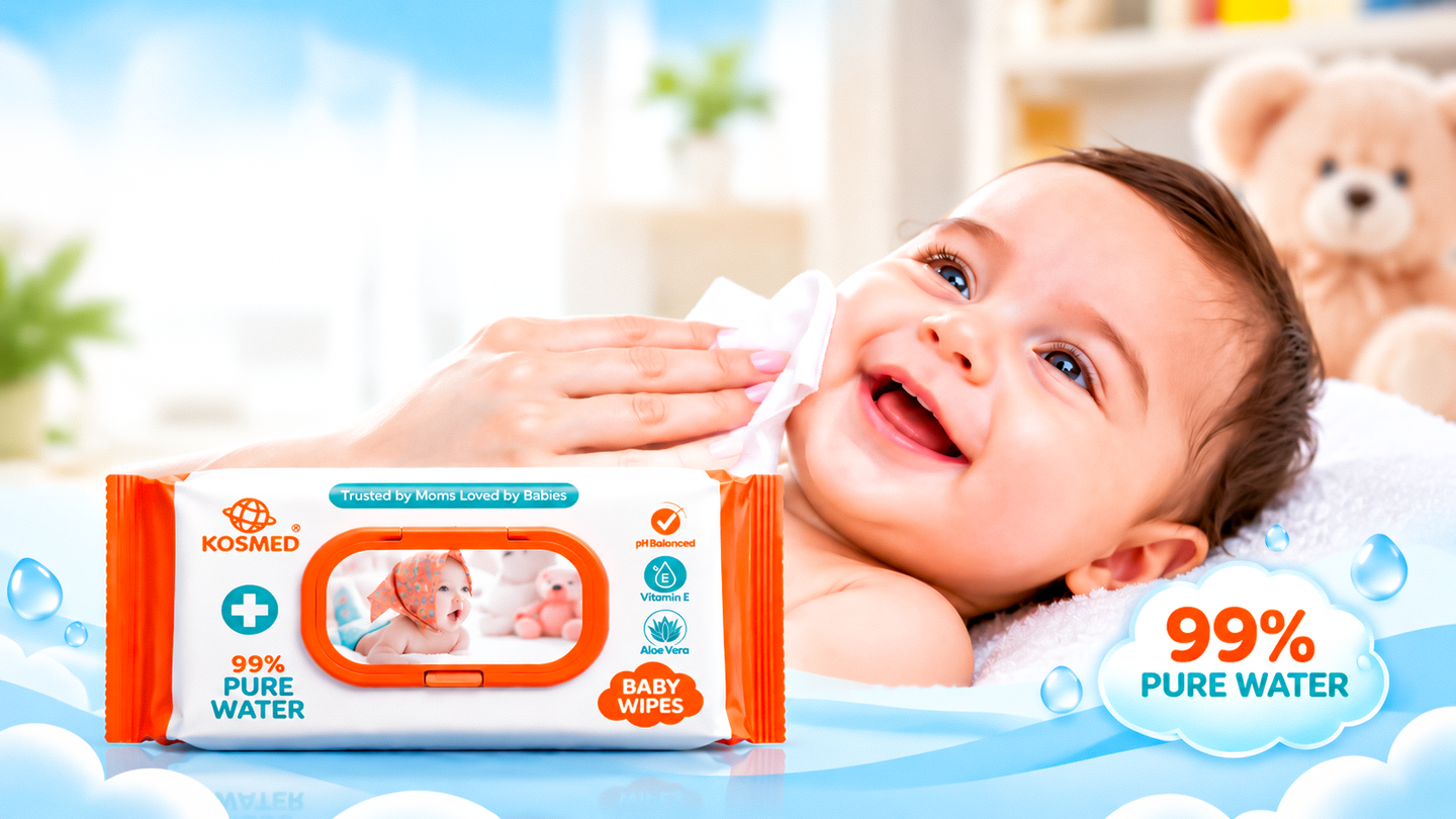 Kosmed — Baby Water Wipes Packaging presentation 1